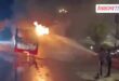 A moving bus caught fire in kota
