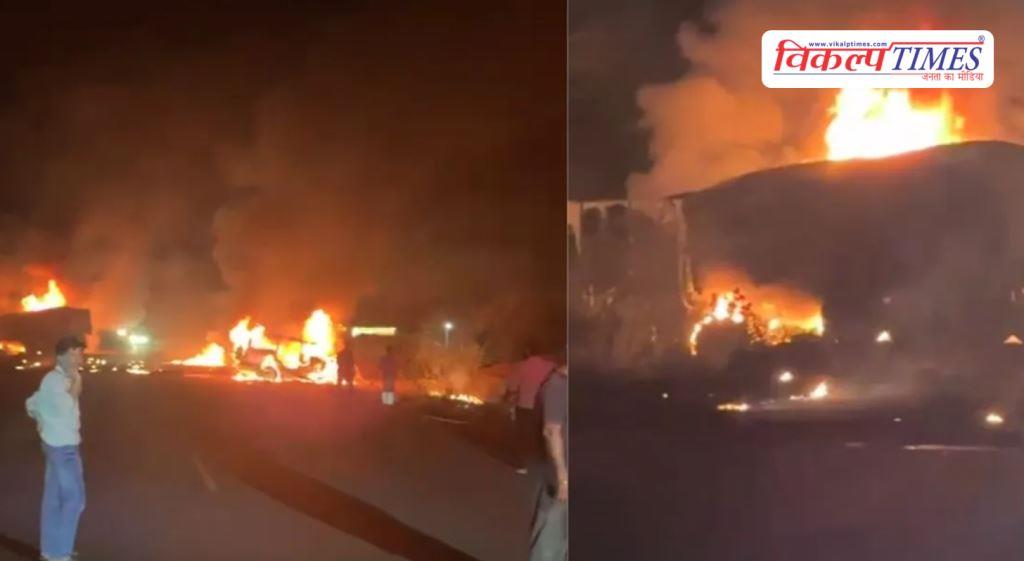 Tragic accident in Churu, fire breaks out after Bolero-dumper accident